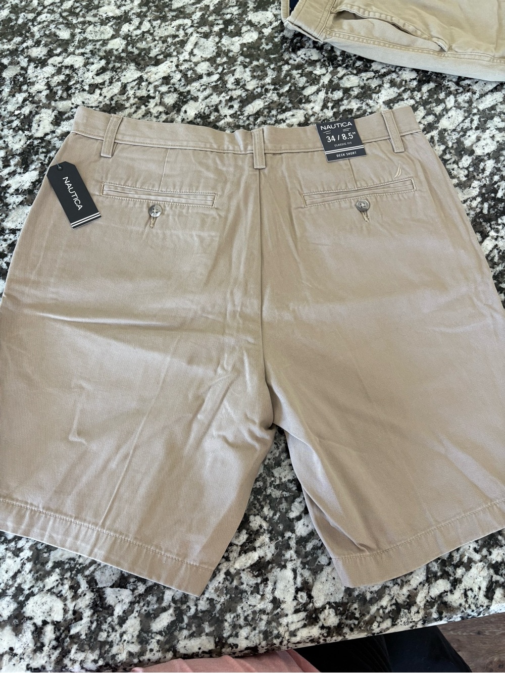 Nautica Men’s Tan Flat-Front Chino Shorts
